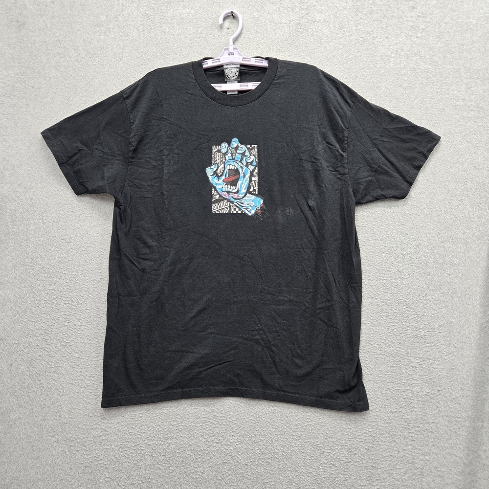 Santa Cruz Men Shirt EG/XL Black Graphic Screaming Hand Skate Grunge Logo